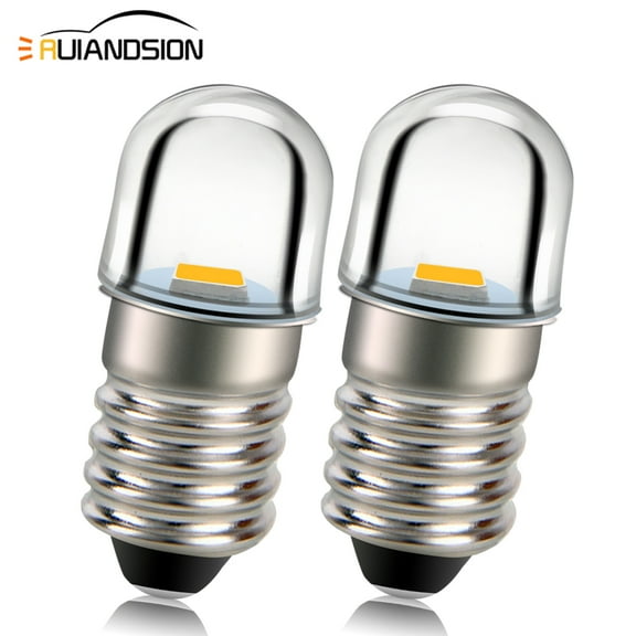 Ruiandsion E10 Base LED Upgrade Torch Flashlight Bulbs 18V Warm White Bicycle Mini Light Flashlights Torch Work Lights Non-polarity 2pcs