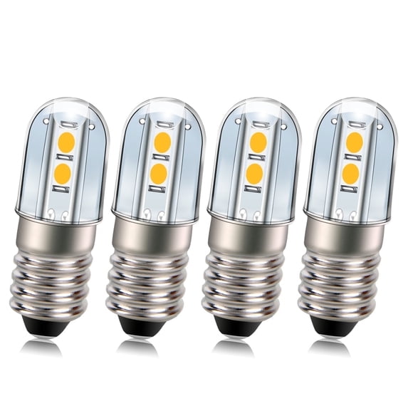 Ruiandsion E10 Mini LED Bulbs, 120V 1W (10W Equivalent) 80LM 4300K Warm White, Replacement Bulb for Sewing Machine Refrigerator, Small Screw Base,4-Pack