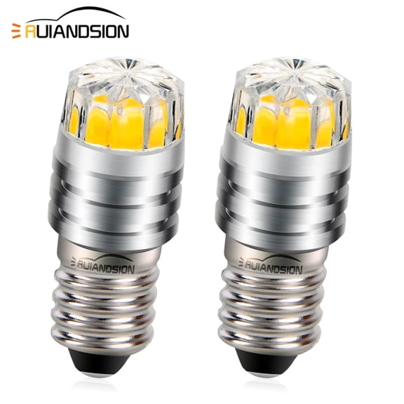Ruiandsion E10 Base LED Bulb, DC 3V 0.36W 100Lumen Warm White 4300K, Waterproof for  Flashlights, 2-Pack