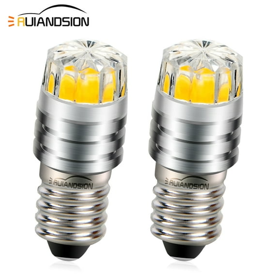 Ruiandsion E10 Flashlight Bulb DC 3V Warm White Instrument Bulb Indicator Bulb LED Bulb 2Pcs
