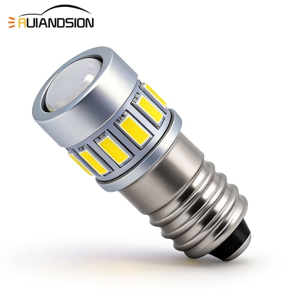 Ruiandsion E10 Flashlight LED Bulbs, 6-30V Wide Voltage 220Lm 6000K White Polarity-Free, Replacement for Tent Lantern,1-Pack