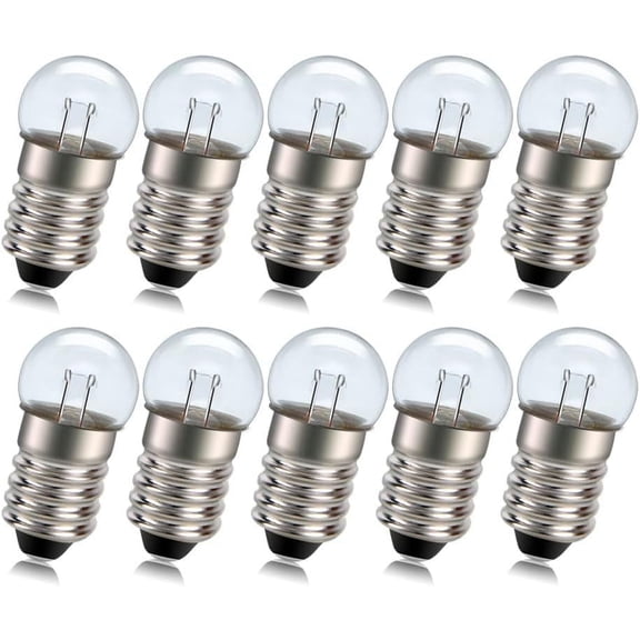 Ruiandsion E10 Miniature Halogen Bulb,10-Pack,2.5V 1.25W 100LM Warm White 3000K Replacement for Flashlights, Indicator Lights, Microscope Light