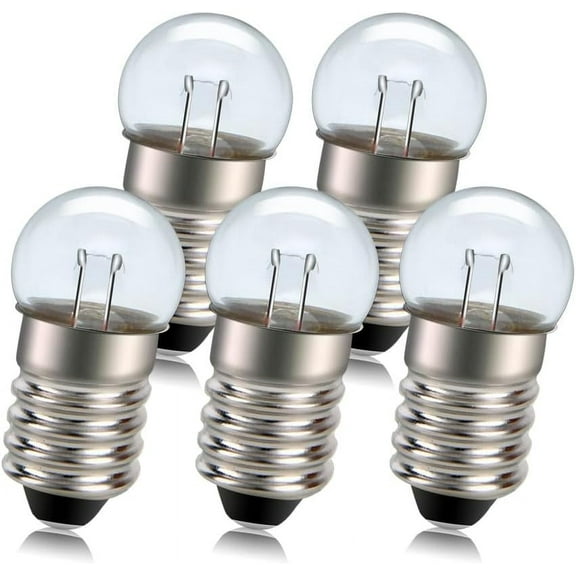 Ruiandsion E10 Miniature Halogen Bulb,5-Pack,1.5V 0.3W 100LM Warm White 3000K Replacement for Flashlights, Indicator Lights, Microscope Light