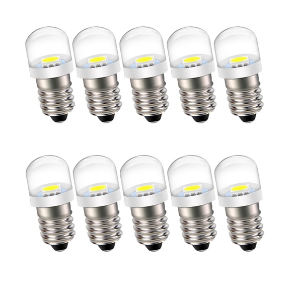 Ruiandsion E10 LED Bulb,0.15W 6000K Cool White 100LM,12V DC for DC Flashlight Dollhouse,10-Pack