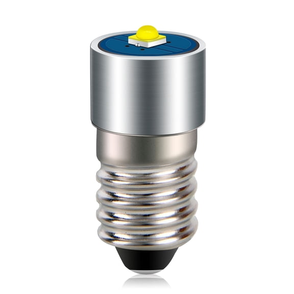 Ruiandsion E10 White LED Bulb 3-18V(4.5V 6V 9V 12V 15V)  200 LM 6000K Non-Polarity for  Camping Flashlight and Bicycle Light,Pack-1
