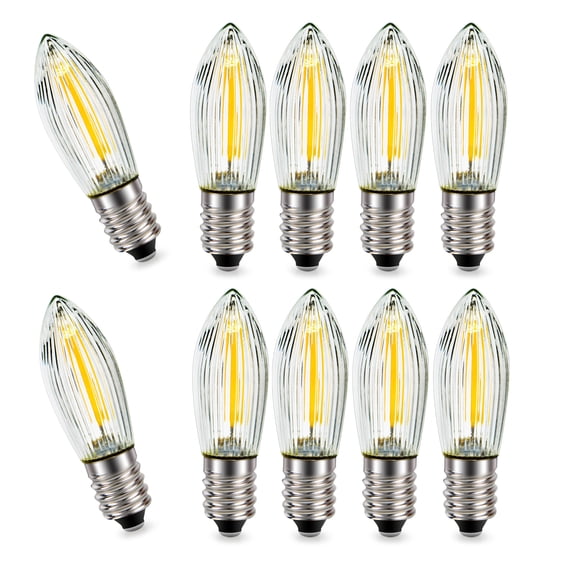 Ruiandsion E10 Candle Flame LED Bulb,AC 6V 0.5W 100LM Warm White 3000K, for Holiday Miniature Decor, 10-Pack