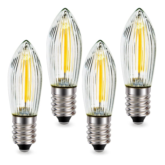 Ruiandsion E10 LED Bulb, 6V 0.5W 100LM Warm White 3000K, Candle Flame for Holiday Decor, 4-Pack