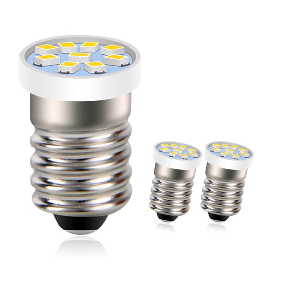 Ruiandsion E10 LED Bulb, 6V AC/DC 0.36W 200Lumens 4000K Warm White, for Mini Flashlights Bike Lights, 3-Pack