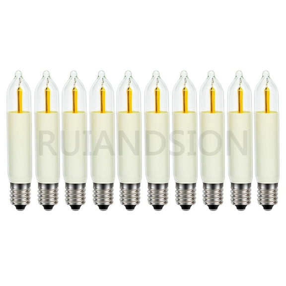 Ruiandsion E10 LED Bulb White 100 Lumen 14-55V AC Tubular Design Easy Install High CRI for Vintage Fixture,(pack of 10)