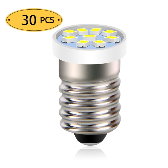 Ruiandsion E10 LED Bulbs, 12V AC/DC 0.36W 300Lumens 6000K White, Replacement for RV and Work Light, 30-pack