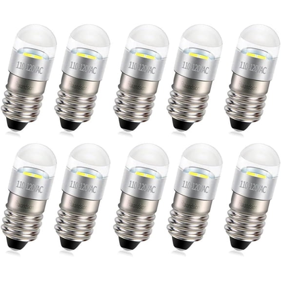 Ruiandsion E10 LED Signal Lamp AC 110V White for Candles Home Bedroom Office Decor Lights Pack of 10