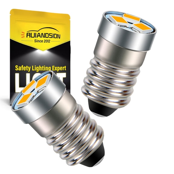 Ruiandsion E10 Mini LED Bulb, 0.36W 4300K Warm White, Non-Polarity for 3V 3.6V 4V 4.5V Use in Flashlights Small Work Lights,2-Pack