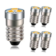 Ruiandsion E10 Mini LED Bulb, 0.36W 4300K Warm White, Non-Polarity for 3V 3.6V 4V 4.5V Use in Flashlights Small Work Lights,5-Pack