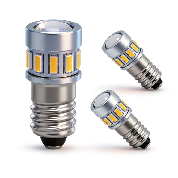 Ruiandsion E10 Mini LED Bulb,12V 1.8W 220LM 4300K Warm White Polarity-Free 360 Degree Beam Soft Light for Flashlight Emergency Light,3-Pack