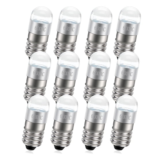 Ruiandsion E10 Mini LED Bulb, 18V 0.6W 200LM 6000K White Non-Polarity, Replacement for DIY Tool Light Repair Lamp Hand Lantern Work Light, 12-Pack