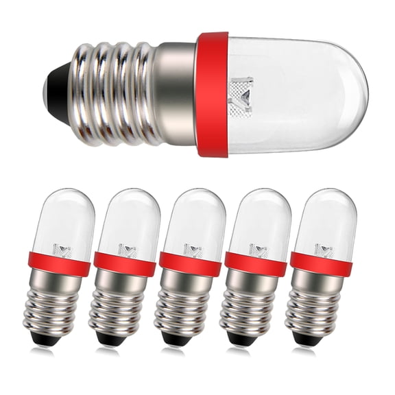 Ruiandsion E10 Mini LED Bulb, Red 120V AC 1W 100LM for Equipment Fault Indicator Light,Replacement,6-Pack