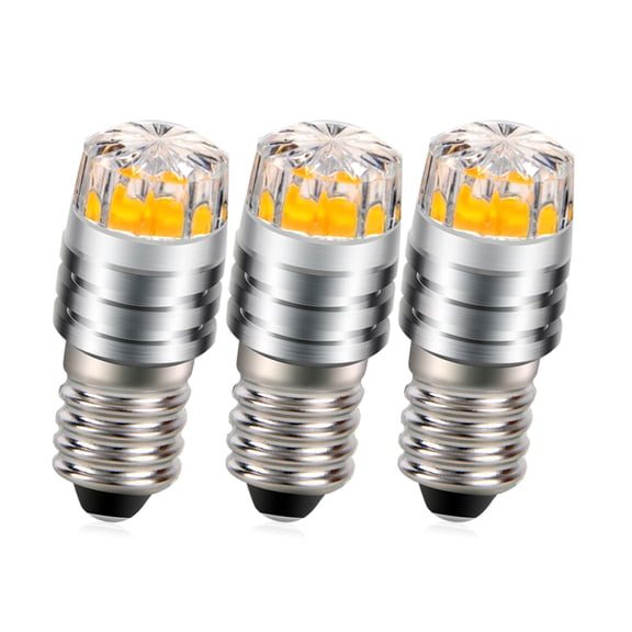 Ruiandsion E10 Miniature COB LED Bulb,DC 6V 0.48W 100LM Amber Yellow,Waterproof, for Outdoor Camping Lanterns,3-Pack