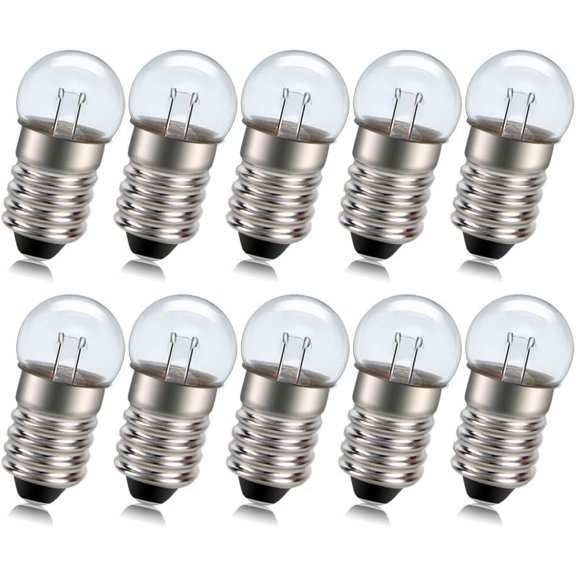Ruiandsion E10 Miniature Halogen Bulb,10-Pack,6V 3W 100LM Warm White 3000K Replacement for Flashlights, Indicator Lights, Microscope Light
