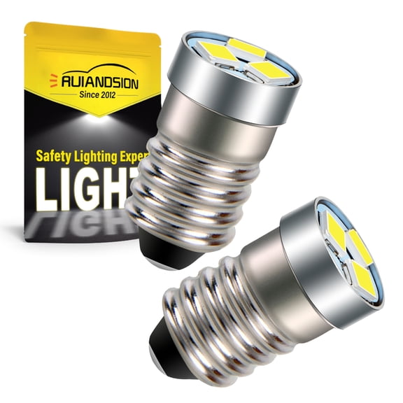 Ruiandsion E10 Miniature LED Bulb,3V 0.36W 300LM 6000K White Light,for Mini Flashlights Model Train Dollhouse Lighting,3.6V 4V Compatible,2-Pack