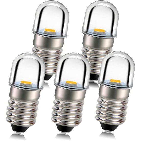 Ruiandsion E10 Screw Base LED Fit Interior Light Torch Bulb Lamp 12V Warm White Non-polarity 5pcs