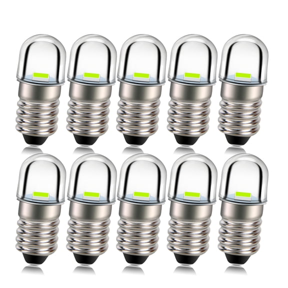 Ruiandsion E10 Screw Base LED Fit Interior Light Torch Bulb Lamp 6V Green Non-polarity 10pcs