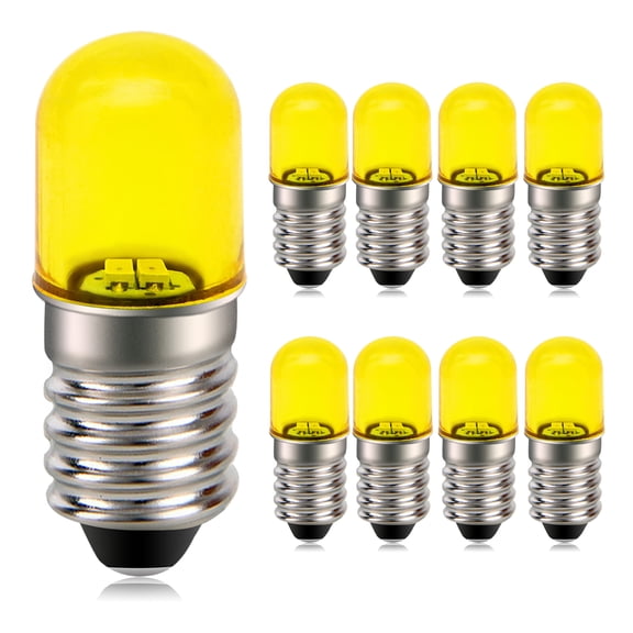 Ruiandsion E10 Yellow LED Bulb, 110V 0.5W 40LM Non-Polarity, Yellow LED Replacement Bulb for 110V Industrial Signal Tower, 9-Pack