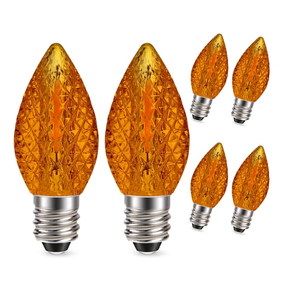 Ruiandsion E12 LED Bulb, 110V 0.6W COB Orange-Red Glow Shatterproof PC, for Bistro String Lights Patio Cafe Hotel, 6-Pack