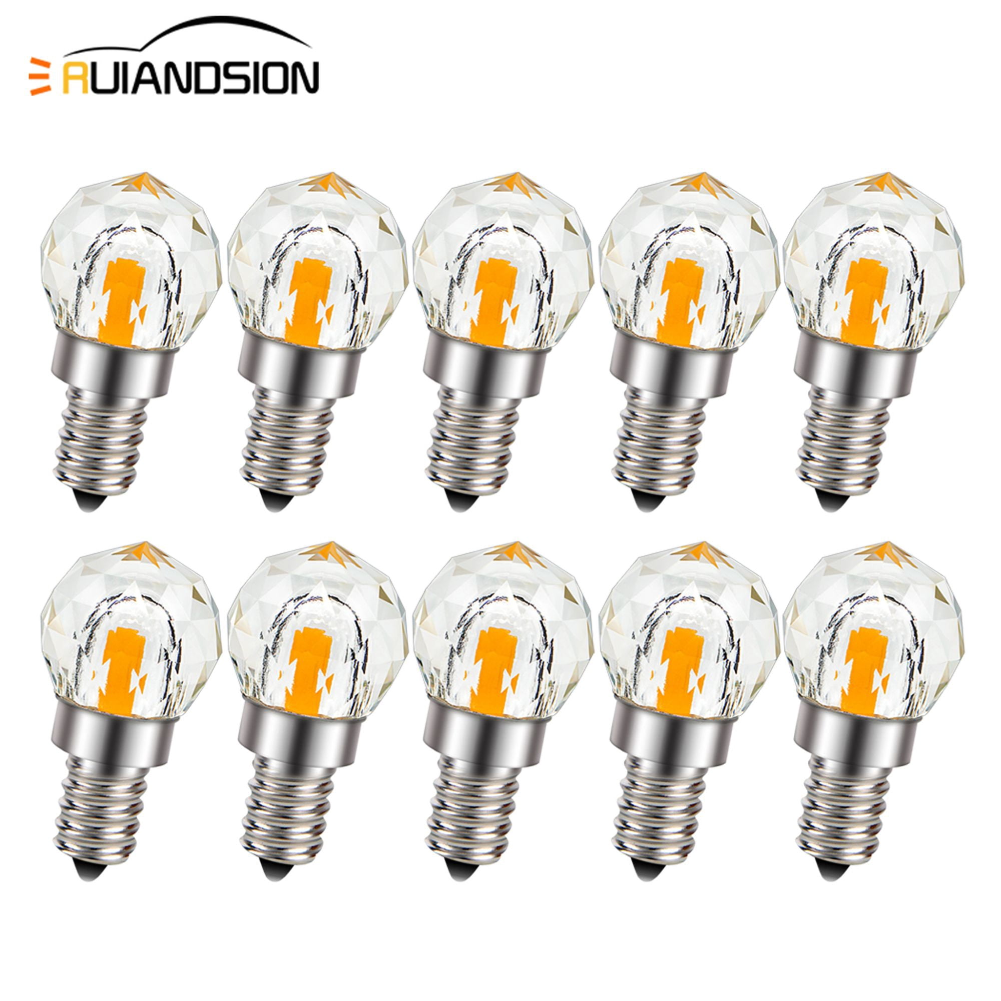Ruiandsion E12 LED Bulb Warm White 300 Lumen 3000K 100-120V Spherical Diamond Cut Glass for Bedroom Lamp Dining Decorative Light,(pack of 10)