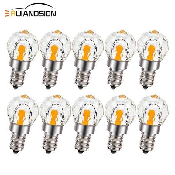 Ruiandsion E12 LED Bulb Warm White 300 Lumen 3000K 100-120V Spherical Diamond Cut Glass for Bedroom Lamp Dining Decorative Light,(pack of 10)