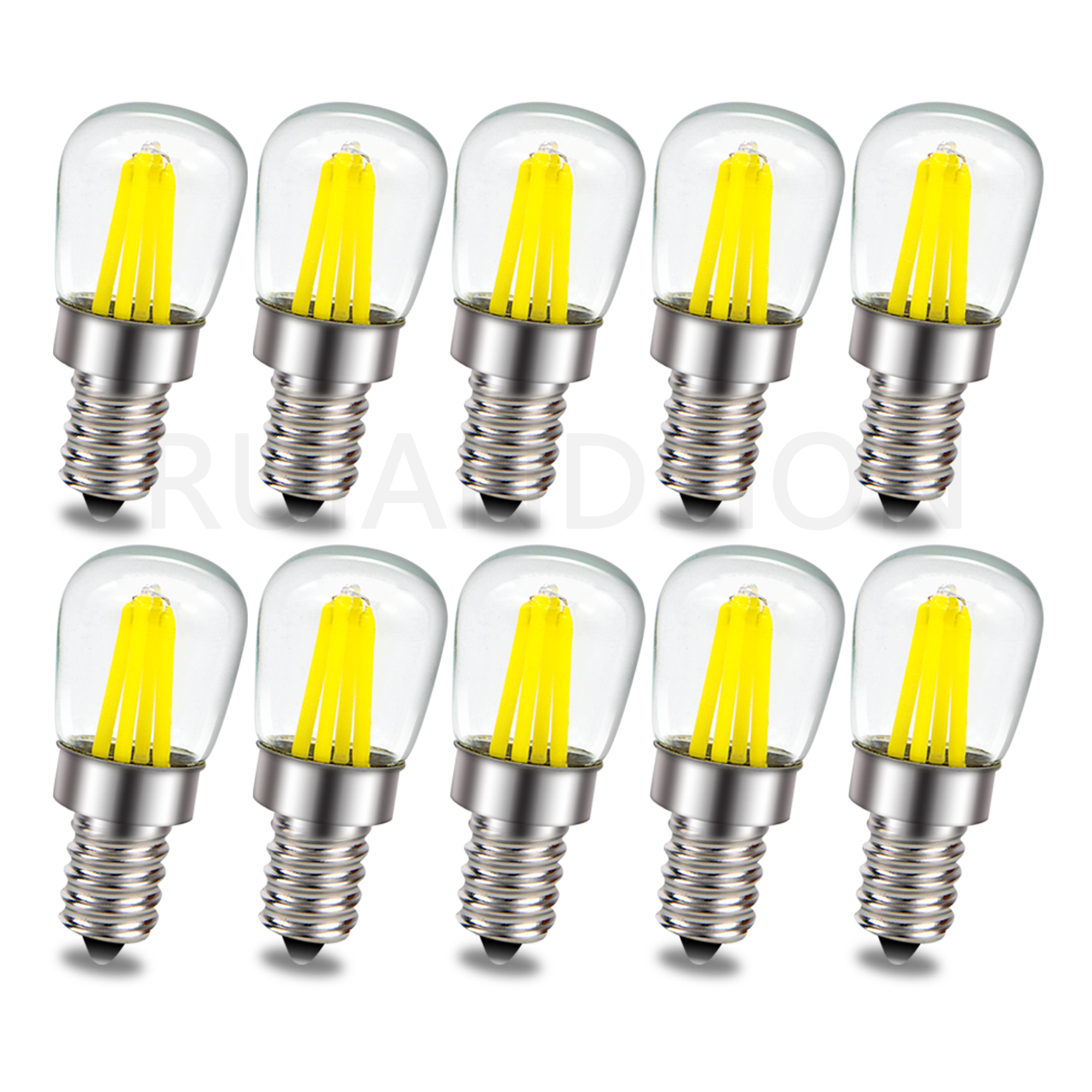 Ruiandsion E12 LED Bulb White 4 Filament 400LM 2W AC 110V IP65 Waterproof for Chandelier Marine Garden Light,(pack of 10)