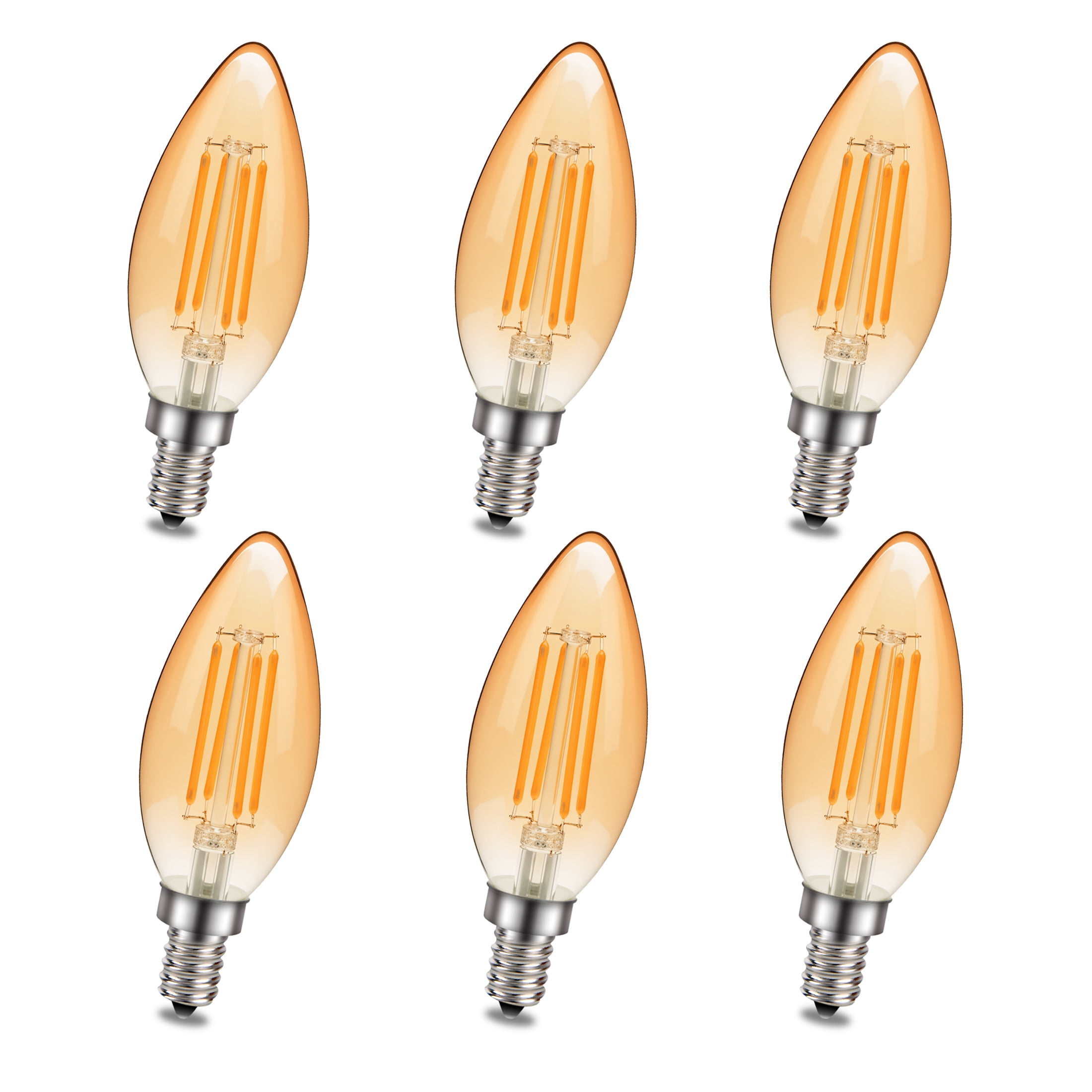 Ruiandsion E12 LED Light Bulb, 120V 2W 200LM 2200K Amber, B10 ...