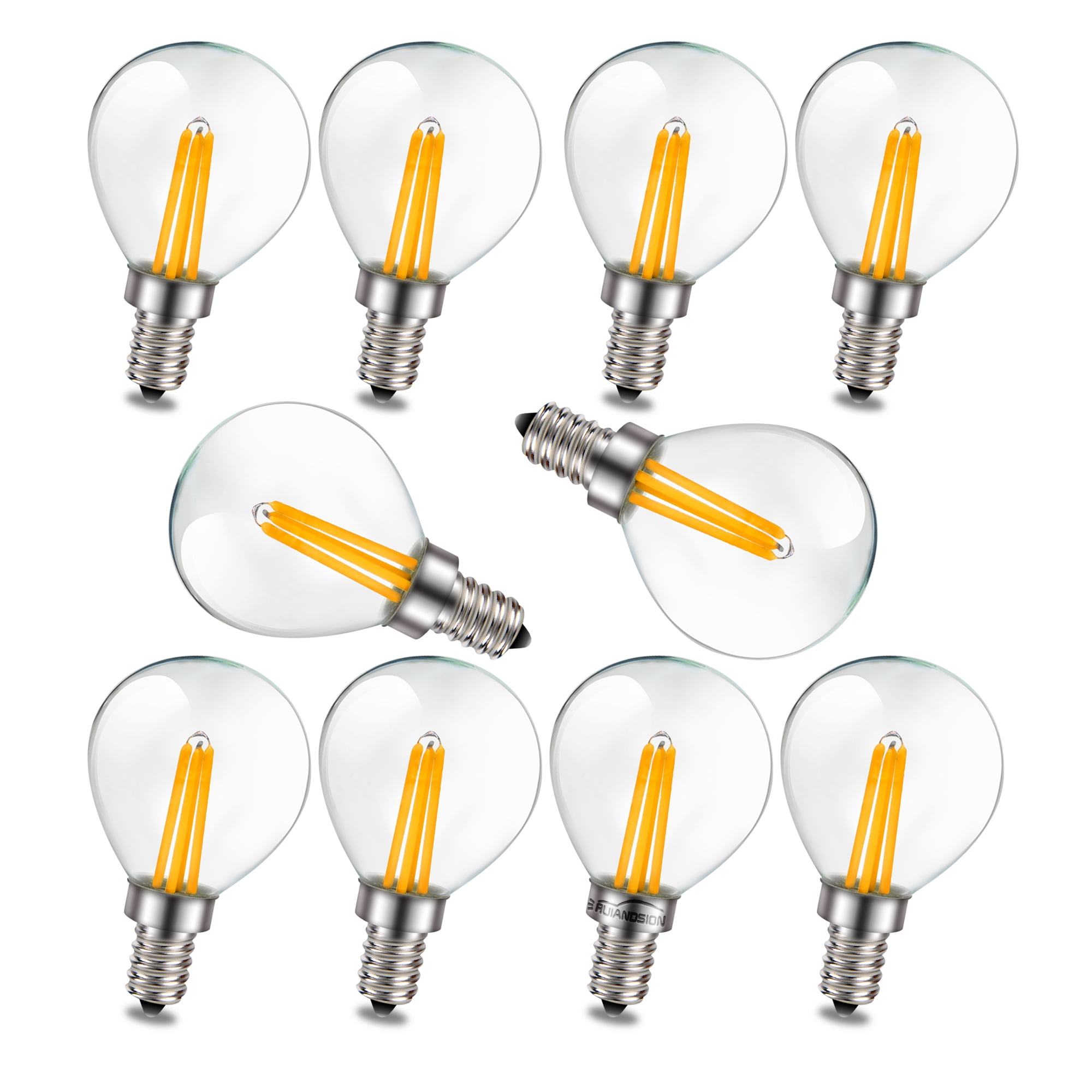 Ruiandsion E12 LED Vintage Bulb Warm White 4 Filaments 400LM 3W 110V for Bedroom Lamp Ambience Dining Festival Decor,(pack of 10)