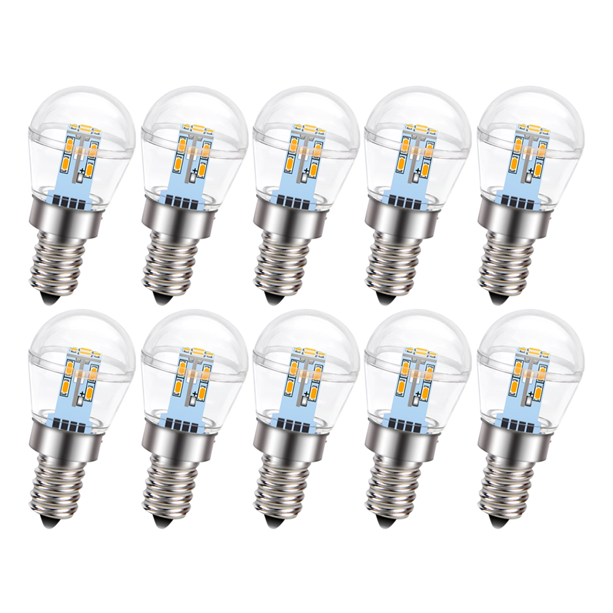Ruiandsion E12 Small Base LED Bulb 3000K Warm White 480 Lumens Wide Voltage 10V-30V for Bedside Lamps Vanity Mirror Low Voltage,(Pack of 10)