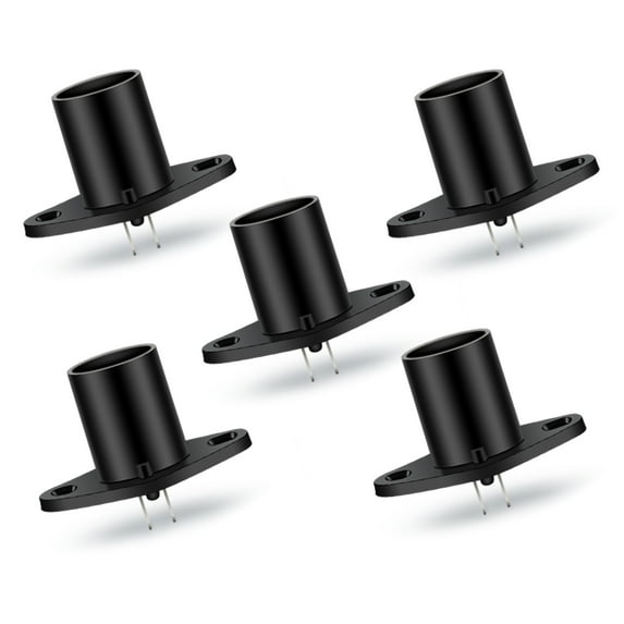 Ruiandsion Microwave Light Bulb Base, Replacement E14 Lamp Holder, 110-250V, High Heat Resistant, Right-Angle Plug, Black,5-Pack