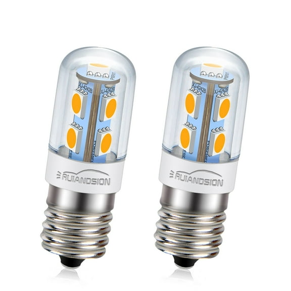 Ruiandsion LED E17 Bulbs for Microwave, Stove, Range Hood, 1W 210 Lumen, AC 110-130V, Warm White 3000K (2 Pack)