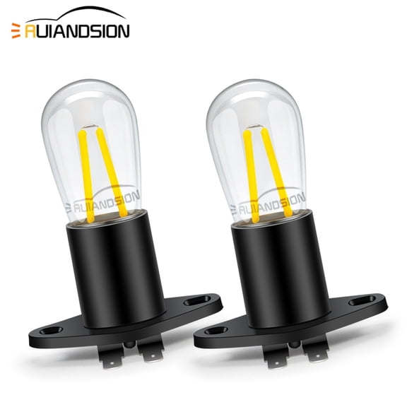Ruiandsion E17 LED Light Bulb with Microwave Oven Base,110V 1.5W 200LM 6000K White,Detachable Bulb and Base Kit,Replacement,pack-2