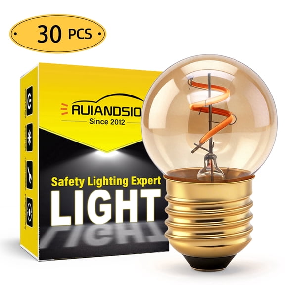 Ruiandsion G40 Retro LED Bulbs 1.5W 80LM 2200K Soft Amber, No Flicker,E26 Base Edison Bulb, for Restaurant Chandelier Lighting,30-Pack