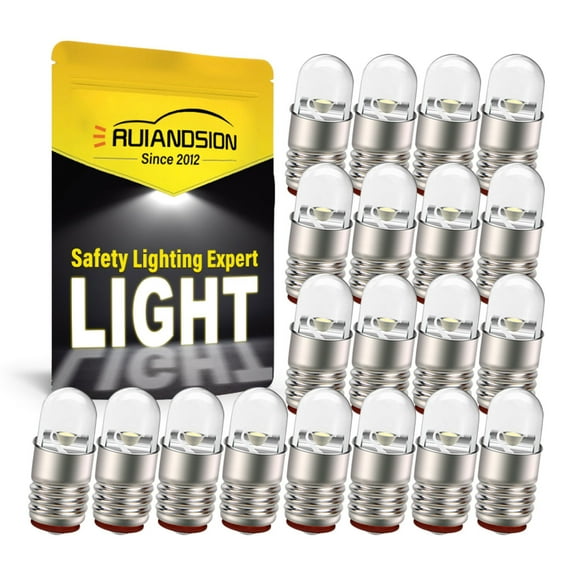 Ruiandsion E5 Base Miniature LED Light Bulb,3V 0.1W 100 LM 6500K Cool White for Miniature Displays Model Tiny Buildings and DIY Craft Projects,Pack of 20