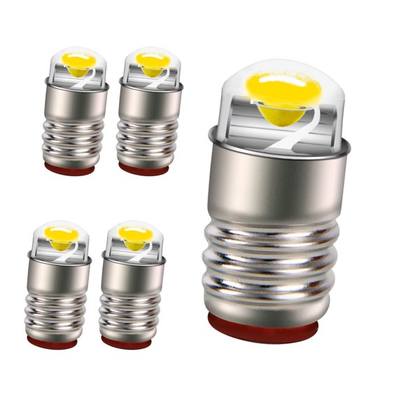 Ruiandsion E5 E5.5 Mini Screw COB LED Bulb, 6V 0.01W 80LM 3000K Warm White for Model Street Lights Lamp Indicator,5-Pack