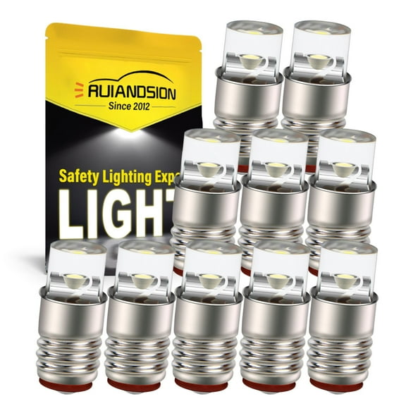 Ruiandsion E5 Miniature LED Bulb,10-Pack,3V 0.1W 100LM 6500K Cold White,Replacement for Model Dollhouse Decor Mini Lighting Decoration