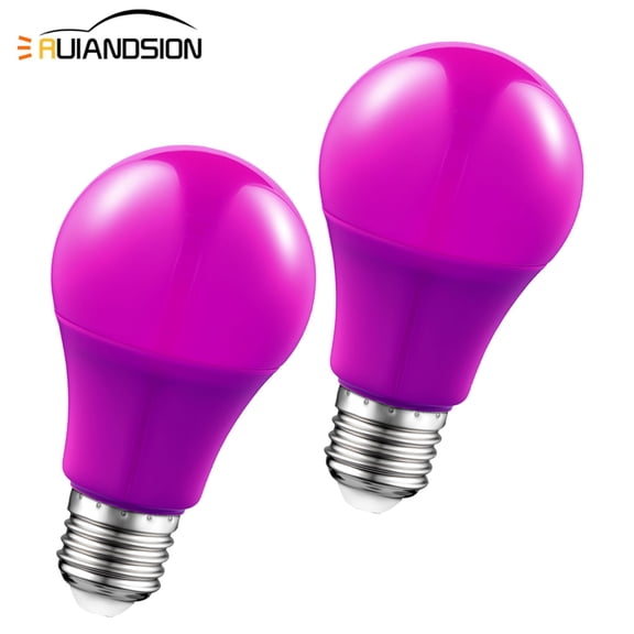 Ruiandsion E26/E27 LED Bulb, Wide Voltage 85-265V(110V 220V), 9W Purple Pink Glow, for Party Home Festive Scene Lighting Replacement, 2-Pack