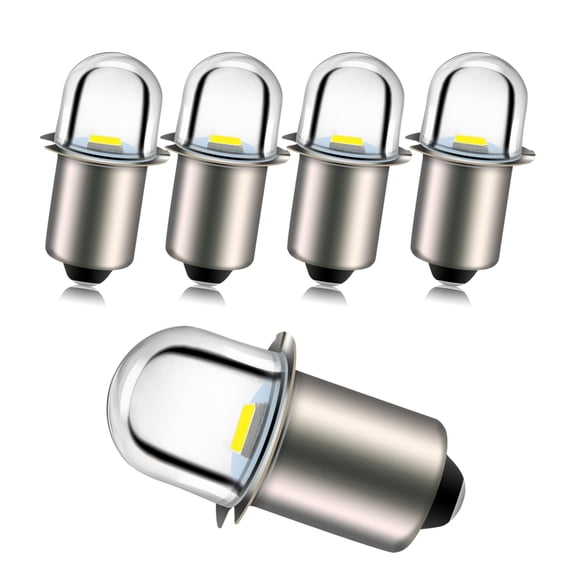 Ruiandsion PR2 Mini LED Bulbs,4.5V 0.36W 80Lumens 6000K Cool White, Non-Polarity, P13.5s Base for Antique Flashlight,5-Pack