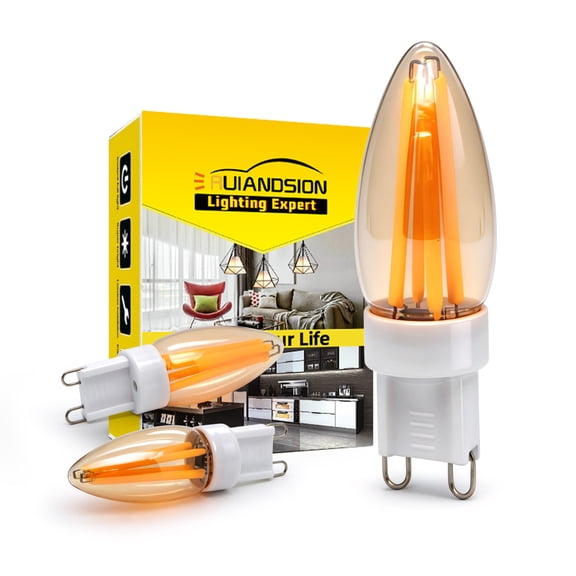 Ruiandsion G9 LED Bulb, 110-130V 4W (40W Halogen) 330LM, 2200K Amber Glow, Non-Dimmable, No-Flicker, for Chandelier, Wall Lamp,3-Pack