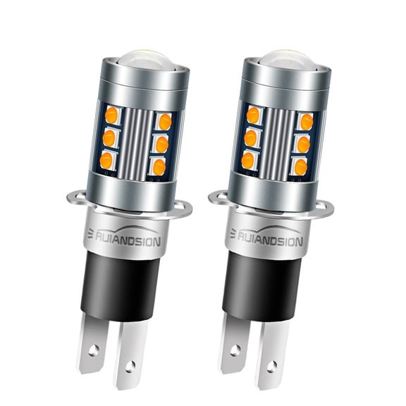 Ruiandsion H3C Headlight Bulb Fog Light DRL Auxiliary Light Decorative Lighting 10-30V 1500Lm Yellow 2Pcs