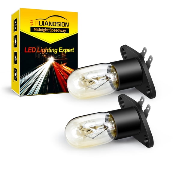 Ruiandsion Microwave Halogen Light Bulb, 20W 100 Lumens 3000K Warm White ntegrated Design with Angled Side Plug for Microwave Oven Replacement, 2-Pack