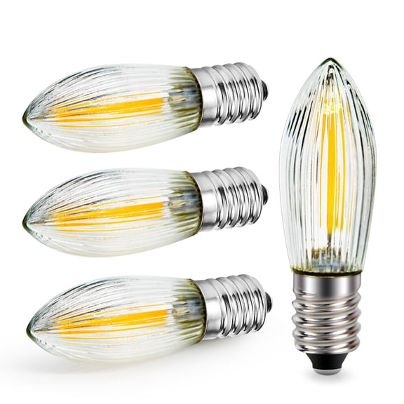 Ruiandsion E10 LED Bulb, Candle Flame Shape, 8-55V 0.5W Warm White 3000K 200LM, Replacement for Decorative Fixtures,4-Pack