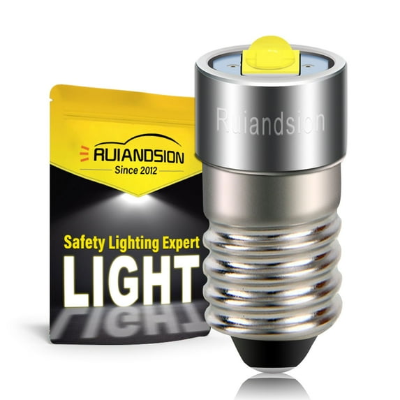 Ruiandsion LED Bulb E10 Mini Work Light,1-Pack,1-9V(3V 6V) 3W 300LM 6500K White for Mini Flashlights Model Lights Work Light