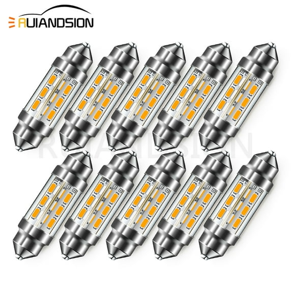 Ruiandsion Lighting Dome Light 36MM Festoon LED Replacement Bulbs - WHITE LED RSF303036MMW 24V 10Pcs