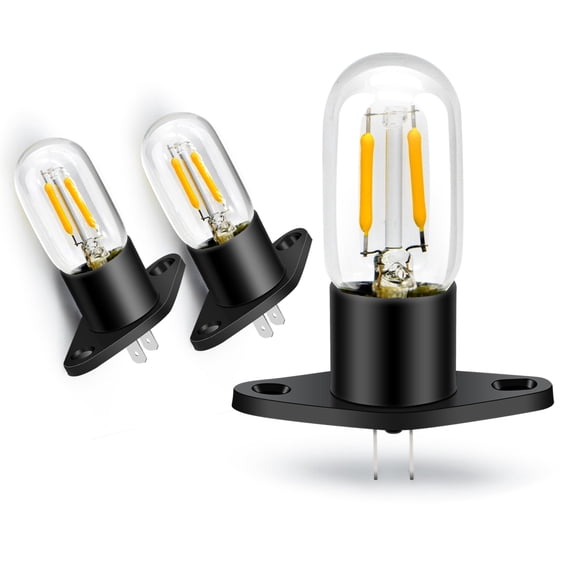 Ruiandsion Microwave LED Light Bulb, 110-130V 2W(25W Halogen) 500LM Amber Glow 2200K, Z187, All-in-One Bulb+Base,3-Pack