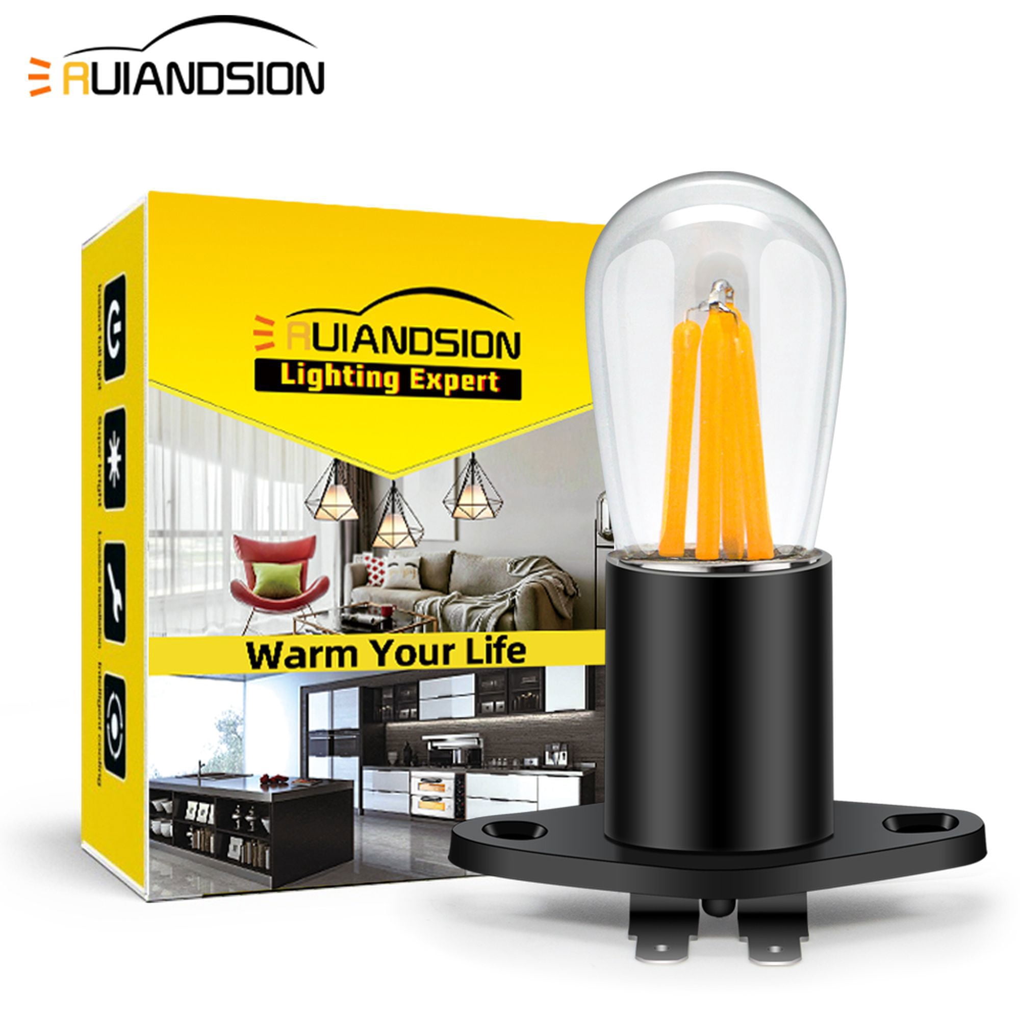 Ruiandsion Microwave Oven Light Bulb,1-Pack,E17 Bulb and W02 Base Kit ...